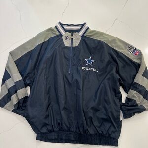 Vintage Dallas Cowboys Jacket L RARE Pro Player Light Reversible Blue Gray/Black